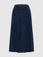 Western Denim Maxi Skirt For Women - Boho A-Line High Waisted Long Skirt - All Season Casual Wear 2026
