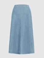 Western Denim Maxi Skirt For Women - Boho A-Line High Waisted Long Skirt - All Season Casual Wear 2026