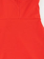 Red Bodycon Ruffle Slip Dress For Women - Slim Fit High Slit Asymmetrical Long Cami - Summer Night Out Party 2026