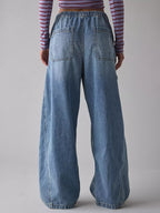 Baggy Cargo Jeans For Women - Washed Retro Y2K Low Rise Drawstring Wide Leg Pants - Spring Streetwear 2026