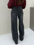 Studded Straight Leg Jeans For Women - Medium Wash Retro Rivet Detail Wide Leg Denim - Spring Night Out Fashion 2026