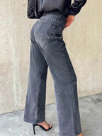 Studded Straight Leg Jeans For Women - Medium Wash Retro Rivet Detail Wide Leg Denim - Spring Night Out Fashion 2026