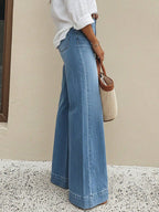 Wide Leg Palazzo Jeans For Women - Light Blue Retro High Waisted Minimalist Flare Denim - Summer Vacation Outfits 2026