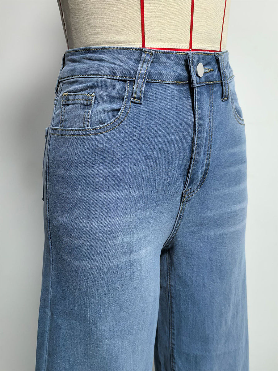 Wide Leg Palazzo Jeans For Women - Light Blue Retro High Waisted Minimalist Flare Denim - Summer Vacation Outfits 2026