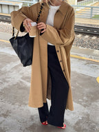 Classic Long Trench Coat For Women - Khaki Minimalist Single-Breasted Relaxed Fit Dust Coat - Spring Office-to-dinner Outerwear 2026