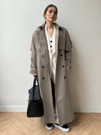 Double Breasted Trench Coat For Women - Belted Classic Longline Overcoat - Spring Chic Office-to-dinner Outerwear 2026