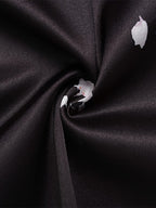 Satin Lace Patchwork Maxi Dress For Women - Black Floral Print V-Neck Short Sleeve Slim Fit - Summer Night Out 2026