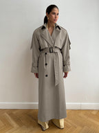 Double Breasted Trench Coat For Women - Belted Classic Longline Overcoat - Spring Chic Office-to-dinner Outerwear 2026