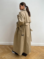 Double Breasted Trench Coat For Women - Belted Classic Longline Overcoat - Spring Chic Office-to-dinner Outerwear 2026