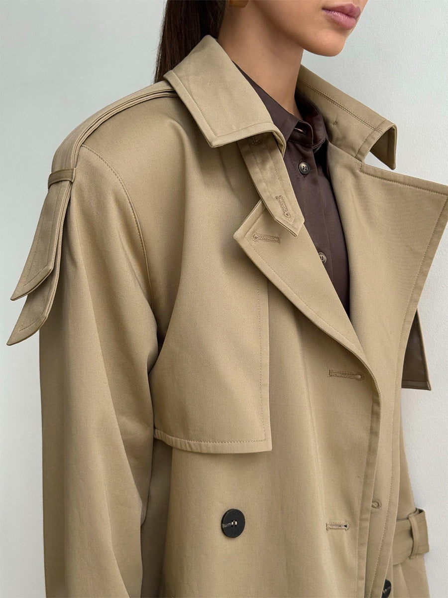 Double Breasted Trench Coat For Women - Belted Classic Longline Overcoat - Spring Chic Office-to-dinner Outerwear 2026
