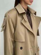 Double Breasted Trench Coat For Women - Belted Classic Longline Overcoat - Spring Chic Office-to-dinner Outerwear 2026