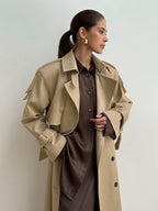 Double Breasted Trench Coat For Women - Belted Classic Longline Overcoat - Spring Chic Office-to-dinner Outerwear 2026