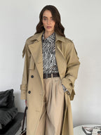 Double Breasted Trench Coat For Women - Belted Classic Longline Overcoat - Spring Chic Office-to-dinner Outerwear 2026