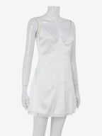 Satin Lace Trim Slip Dress For Women - White Sexy V-Neck Spaghetti Strap Mini Camisole - Summer Date Night 2026