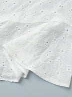 Eyelet Embroidery Maxi Dress For Women - White Boho V-Neck Oversized Ruffle Hem Kaftan - Summer Beach Vacation 2026