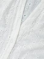 Eyelet Embroidery Maxi Dress For Women - White Boho V-Neck Oversized Ruffle Hem Kaftan - Summer Beach Vacation 2026