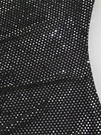 Shimmery Sequin Ruched Maxi Dress For Women - Black Boat Neck Long Sleeve Bodycon Gown - Spring Gala Party 2026