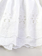 Eyelet Lace Mini Dress For Women - White Smocked Strapless Ruffle Tube Sundress - Summer Beach Vacation 2026