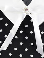 Polka Dot Maxi Dress For Women - Black Vintage Peter Pan Collar Bodycon Pencil Dress - Summer Date Night 2026