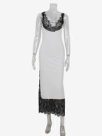 Lace Patchwork Maxi Dress For Women - Sexy V Neck Bodycon Baddie Sleeveless Gown - Summer Clubwear Party Night 2026