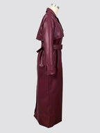 Faux Leather Trench Coat Women - Single Breasted Belted Maxi Jacke - Spring Chic Street Outerwear 2026