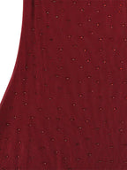 Rhinestone Mesh Maxi Dress For Women - Red Sheer High Neck Long Sleeve Bodycon Cover Up - Summer Clubwear Partywear 2026