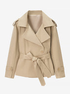 Cropped Trench Coat Women's Short Jacket - Chic Belted Slim Fit Windbreaker - Spring Office-to-dinner Daily Outerwear 2026