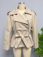 Cropped Trench Coat Women's Short Jacket - Chic Belted Slim Fit Windbreaker - Spring Office-to-dinner Daily Outerwear 2026