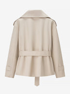 Cropped Trench Coat Women's Short Jacket - Chic Belted Slim Fit Windbreaker - Spring Office-to-dinner Daily Outerwear 2026