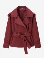 Cropped Trench Coat Women's Short Jacket - Chic Belted Slim Fit Windbreaker - Spring Office-to-dinner Daily Outerwear 2026