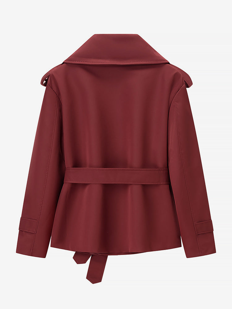 Cropped Trench Coat Women's Short Jacket - Chic Belted Slim Fit Windbreaker - Spring Office-to-dinner Daily Outerwear 2026