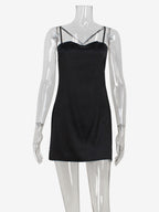 Satin Slip Mini Dress For Women - Sexy Black Sheer Lace Side Bodycon - Summer Night Out Clubwear 2026