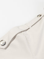 Funnel Neck Trench Coat For Women - Cream Double Breasted Drop Shoulder Belted Overcoat - Spring Office-to-dinner Outerwear 2026