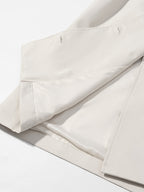 Funnel Neck Trench Coat For Women - Cream Double Breasted Drop Shoulder Belted Overcoat - Spring Office-to-dinner Outerwear 2026