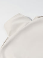 Funnel Neck Trench Coat For Women - Cream Double Breasted Drop Shoulder Belted Overcoat - Spring Office-to-dinner Outerwear 2026