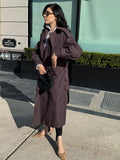 Oversized Trench Coat For Women - Chocolate Brown Chic Double Breasted Maxi Windbreaker - Spring Evening Out 2026