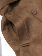 Faux Suede Trench Coat For Women - Retro Double Breasted Belted Maxi Jacket - Spring Commuter Style 2026