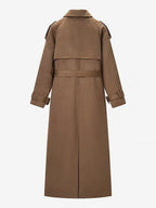Faux Suede Trench Coat For Women - Retro Double Breasted Belted Maxi Jacket - Spring Commuter Style 2026