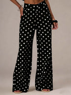 Polka Dot Wide Leg Jeans For Women - Retro Inelastic Straight Trousers - Spring Chic Streetwear 2026