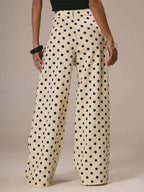 Polka Dot Wide Leg Jeans For Women - Retro Inelastic Straight Trousers - Spring Chic Streetwear 2026