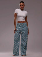 Polka Dot Wide Leg Jeans For Women - Retro Inelastic Straight Trousers - Spring Chic Streetwear 2026