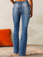 Double Button Flare Jeans For Women - Slim Fit Bootcut Denim Pants - Spring Casual Streetwear 2026