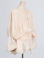 Lantern Sleeve Mini Dress For Women - Pleated Tie Waist Fit Flare - Spring Party Cocktail Outfit 2026