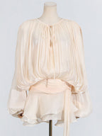 Lantern Sleeve Mini Dress For Women - Pleated Tie Waist Fit Flare - Spring Party Cocktail Outfit 2026