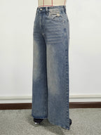 High Rise Baggy Skater Jeans For Women - Distressed Wide Leg Puddle Pants - Spring Daily Streetwear 2026