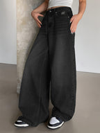 High Rise Baggy Skater Jeans For Women - Distressed Wide Leg Puddle Pants - Spring Daily Streetwear 2026