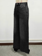 High Rise Baggy Skater Jeans For Women - Distressed Wide Leg Puddle Pants - Spring Daily Streetwear 2026