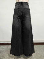 High Rise Baggy Skater Jeans For Women - Distressed Wide Leg Puddle Pants - Spring Daily Streetwear 2026