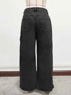 Wide Leg Cargo Jeans For Women - Y2K Retro Bow Tie Strappy Loose Washed Denim Pants - Spring Music Festival Streetwear 2026