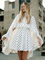 Chiffon Cape Mini Slip Dress For Women - Elegant Ruffle Tiered 2 Piece Set - Spring Wedding Guest Party Cocktail 2026